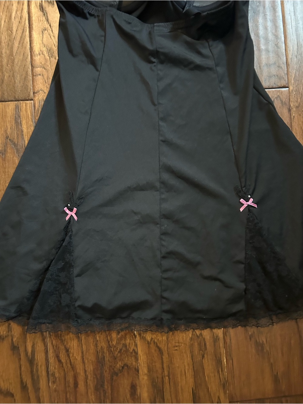 Playboy Black Lace-Trim Babydoll Chemise with Pink Accents - Picture 6 of 6